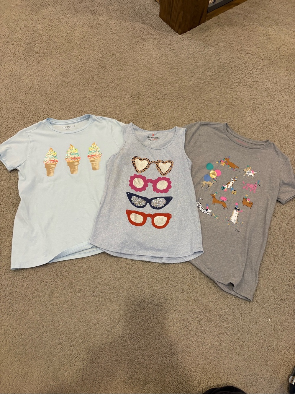 CrewCuts Light Blue Ice Cream Tee, Dog Tee and glasses tank